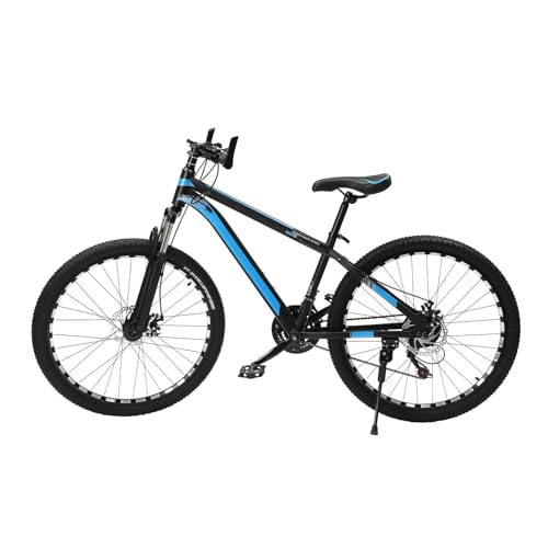 Jolre 26 Zoll Mountainbike, Citybike, Jungen-Mädchen-Fahrrad, 21-Gang-MTB-Mountainbike, vollgefedertes Scheibenbremsen-Fahrrad, Carbon-Stahlrahmen, rutschfeste Bereifung. (Schwarz-Blau) von Jolre