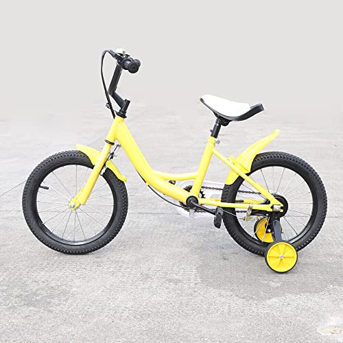 Kinderfahrrad, 16 Zoll Kinderfahrrad für Jungen und Mädchen mit Stützrädern Neutrales Kinderfahrrad mit abnehmbaren Stabilisatoren, gelb von Jolre