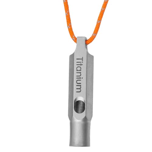 Camping Sign Whistles – High Decibel Titanium Survival Whistle with Rope | High Frequency Outdoor Survival Supplies, Portable Multifunctional Camping Tools for Sports Training von Jomewory