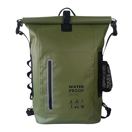 Jomewory Dry Bags Wasserdichter Rucksack mit großer Kapazität, Outdoor-Abenteuer, Marine, Trockentaschen mit reflektierenden Streifen, Reisetaschen für Bootfahren, Strand, armee-grün, Refer to von Jomewory