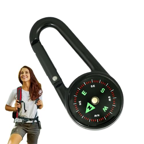 Jomewory Kompass mit Karabiner - Outdoor Mini Clip On Einseitiger Kompass | Rucksackzubehör mit drehbarem Zifferblatt für Bergsteigen, Wandern, Camping, Erkundung, Feldübungen von Jomewory