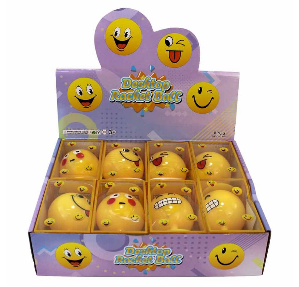 Jonotoys Spielball Schreibtisch Punching Ball Smileys gelb - ca. 11 cm (8-St) von Jonotoys