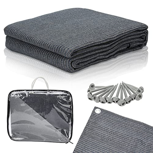 Jopassy 2 x 2 m Vorzeltteppich Outdoor Camping Teppich Zeltteppich mit 12 Löchern, 13 Heringe und Tragetasche HDPE Zeltunterlage Atmungsaktiv Campingteppich rutschfest Campingmatte Grau Blau von Jopassy