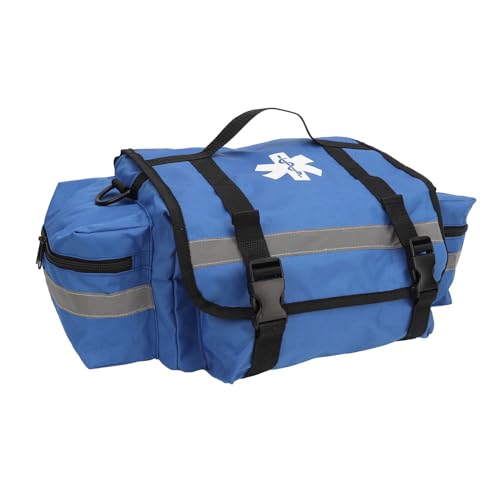 Jopwkuin wasserdichte Feuerwehrtasche aus 600D-Oxford-Gewebe mit Abnehmbarem Schultergurt, Erste-Hilfe-Tasche mit Blauen Reflektierenden Streifen für Camping von Jopwkuin