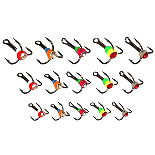 Angelköder Set Color Eisangeln Jigs Weiche Angelköder Jig mit Höhenhaken Angeln Zubehör Kit Für Forellen Bass Lachs 15 stücke von Jorzer