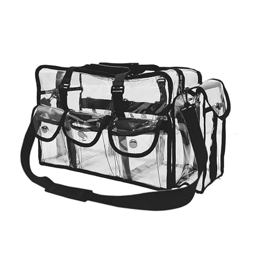 Clear Tote Bag Transparent Cosmetic Bag PVC Make -up -Beutel mit großer Kapazität wasserdichtem Strandbeutel tragbarer klarer Reiseback mit 6 Außentaschen (schwarz) von Jorzer