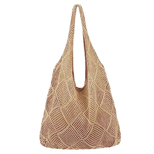 Häkeln Einkaufstasche Mesh hohl Handtasche Sommer Beach Bag Rustikale Häkelhandtaschen Stricktaschen Lässige Häkelbeutel für Frauen, die Sich einkaufen, einkaufen. von Jorzer