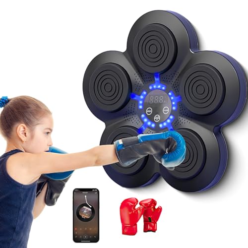 Smart Music Electronic Boxing Machine mit Lichtern und Bluetooth-Sensor - Musik-Boxmaschine für Erwachsene und Kinde, Boxmaschine für Stress Release (B+Erwachsener Boxhandschuhe) von Joulli