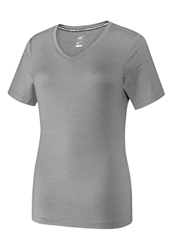Joy Sportswear Zamira T-Shirt für Damen aus atmungsaktivem Elasthan, Hochwertiges Sportshirt im Kurzarm-Schnitt mit elegantem V-Ausschnitt 36, Black Melange von Joy Sportswear