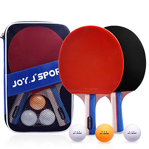 Joy.J Sport Tischtennisschläger, Pingpong-Schläger Set mit 2 Schläger und 3 Bällen, Tischtennis-Schläger für Anfänger und Fortgeschrittener Spieler (Freizeit Set) von JOYJ