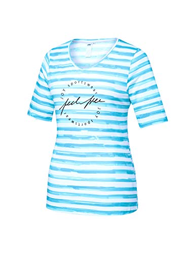 Joy Sportswear Violet T-Shirt für Damen mit angesagtem Streifenmuster, leicht tailliertes Kurzarm-Sportshirt aus hautfreundlichem Materialmix 38, Cloud Stripes von Joy Sportswear