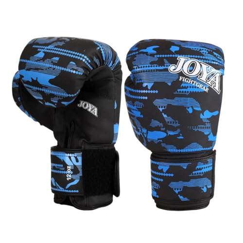 JOYA Kickbox Handschuhe Camo V2 - Blau 10 oz - Hergestellt aus hochwertigem Kunstleder - Kampfsport Sparring Handschuhe - Muay Thai Kickboxen - Boxhandschuhe - Punchinghandschuhe Joya Fight Gear von Joya Fight Gear
