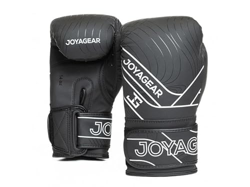 JOYA Kickbox Handschuhe Essentials - Schwarz Weiß 12oz - Hergestellt aus hochwertigem Kunstleder - Kampfsport Sparring Handschuhe - Muay Thai Kickboxen Boxhandschuhe Punchinghandschuhe Joya Fight Gear von Joya Fight Gear