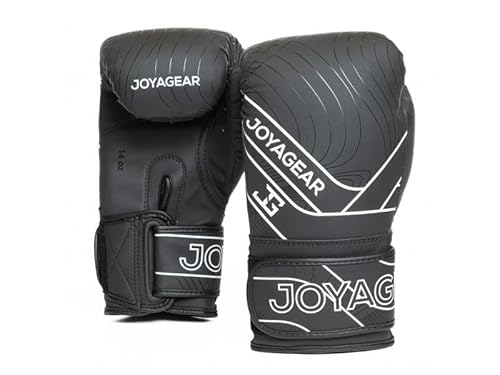 JOYA Kickbox Handschuhe Essentials - Schwarz Weiß 14oz - Hergestellt aus hochwertigem Kunstleder - Kampfsport Sparring Handschuhe - Muay Thai Kickboxen Boxhandschuhe Punchinghandschuhe Joya Fight Gear von Joya Fight Gear