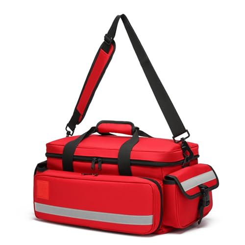 Joyfitness Professionelle Leere rote First-Responder-Tasche, Leere Reisetasche mit Mehreren Taschen, First-Responder-Tasche, Trauma-Rucksack, leer, ideal für Auto, Zuhause, Camping und Wandern von Joyfitness