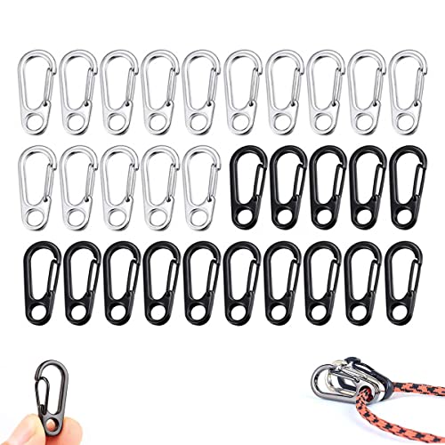 Jrzyhi 30pcs Mini Karabiner Schnalle Feder Rucksack Verschlüsse Feder Karabiner Klettern Clips Snap Tragen Karabinerhaken Tiny Sf Karabiner Frühling Snap Schlüsselanhänger Haken Outdoor Schwarz,Silber von Jrzyhi