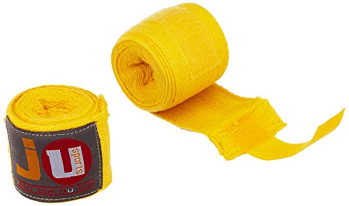 Ju-Sports Boxbandagen ca. 3m - gelb I Box Bandagen aus Baumwolle mit Daumenschlaufe & Klettverschluss I Kickboxen, MMA, Muay Thai I Herren & Damen von Ju-Sports