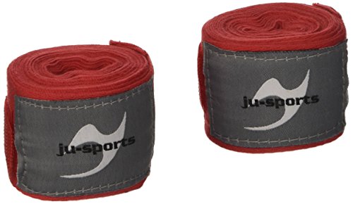 Ju-Sports Boxbandagen ca. 3m - rot I Box Bandagen aus Baumwolle mit Daumenschlaufe & Klettverschluss I Kickboxen, MMA, Muay Thai I Herren & Damen von Ju-Sports
