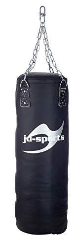 Ju-Sports Boxsack hängend Ø 35cm I Sandsack Kunstleder ungefüllt für das Box Training I Sehr stabil mit Kette + Drehwirbel, Kette verdreht Sich Nicht I Größe: 120 cm von Ju-Sports