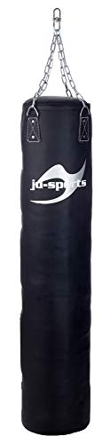Ju-Sports Boxsack hängend Ø 35cm I Sandsack Kunstleder ungefüllt für das Box Training I Sehr stabil mit Kette + Drehwirbel, Kette verdreht Sich Nicht I Größe: 180 cm von Ju-Sports