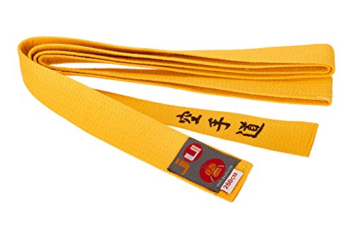 Ju-Sports Budogürtel gelb mit Bestickung Karate (Japanisches Kanji) von Ju-Sports