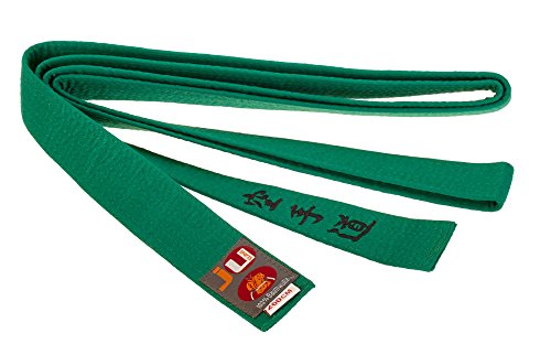 Ju-Sports Budogürtel grün mit Bestickung Karate (Japanisches Kanji) von Ju-Sports