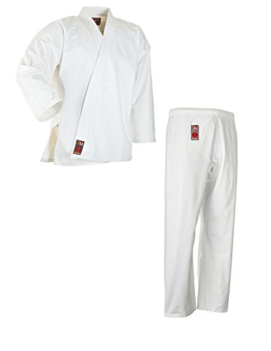 Ju-Sports Karate Anzug to start Weiß 90 I Klassischer Karateanzug für Kinder & Erwachsene I Karate Kimono inkl. weißem Gürtel I Hose mit Kickzwickel I 100% Baumwolle von Ju-Sports