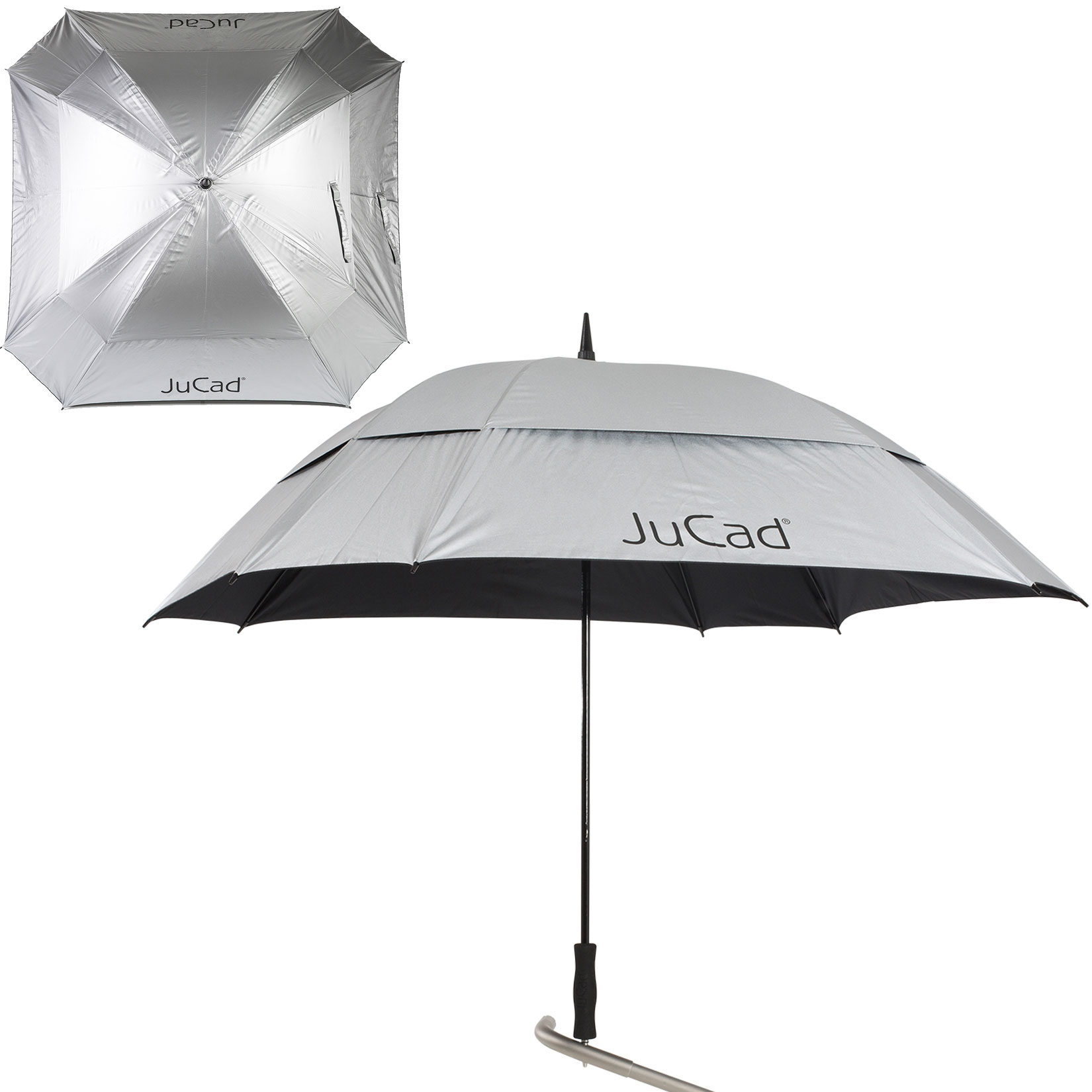 'JuCad Windproof Regenschirm quadratisch silber' von JuCad