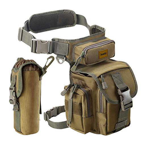 Multifunktional Drop Leg Taille Tasche Taktischer Militär Oberschenkel Hip Outdoor Pack für Motorrad Wandern Reisen Angeln Werkzeugtasche (Coyote Tan) von Jueachy