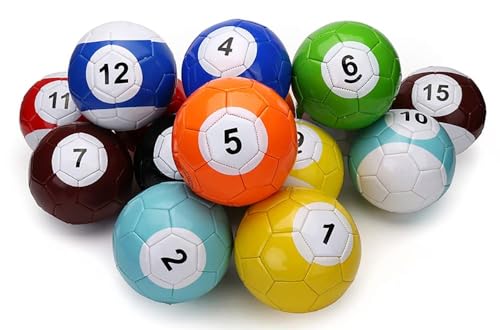 Fussball Billard: Fußball nach den Regeln des Billards Spielen - Billardfußball Set mit 16 Bällen aus PU-Leder Größe 3 (18,2 cm) von Juggle Pro