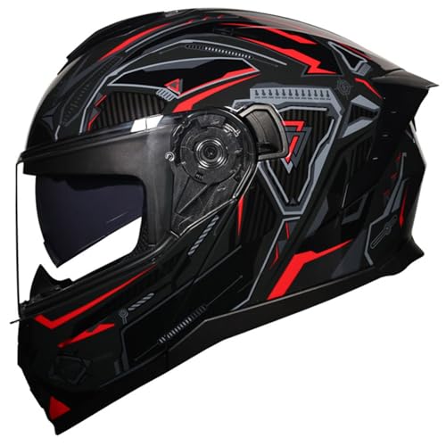 Klapphelm Modulare Motorradhelm Für Damen Herren Mit Doppelvisier Klapphelm Motorrad Integralhelm Sturzhelm Racing Helm ECEDOT Zertifiziert Motocross Helm Vollvisierhelm L,L=59~60CM von JunPing