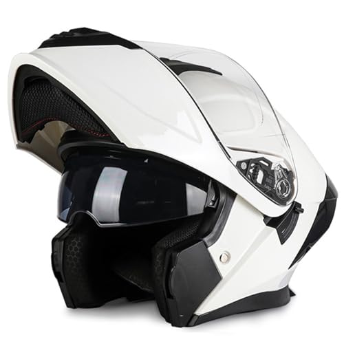 Modularer Motorradhelm Klapphelm mit Doppelvisier Modularer Integralhelm ECEDOT Zertifiziert Motocross Vollvisierhelm Scooter Sturzhelm Roller Helm für Erwachsene Damen Herren 2,M=57~58CM von JunPing