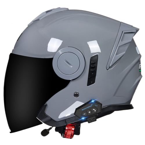 Motorrad Jethelm Mit Bluetooth ECEDOT Zertifizierung Integrierter Bluetooth Scooter Helm Herren Damen Jet Roller Helm mit Doppelvisier Offenem Helm 3/4 Brain-Cap Halbhelme P,M=57~58CM Motorrad Jethelm Mit Bluetooth ECEDOT Zertifizierung Integrierter Bluetooth Scooter Helm Herren Damen Jet Roller Helm mit Doppelvisier Offenem Helm 3/4 Brain-Cap Halbhelme P,M=57~58CM von JunPing
