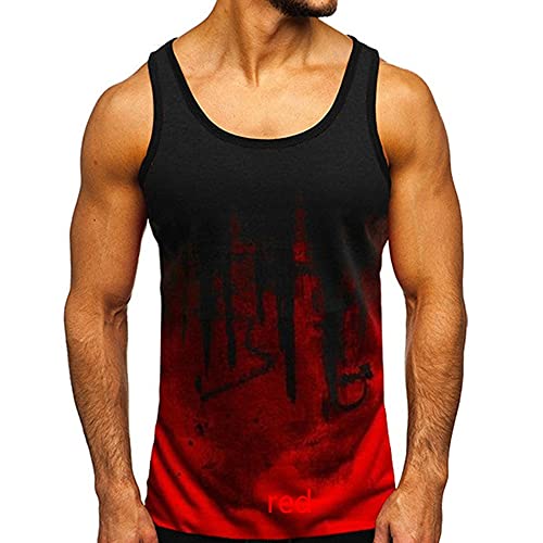 Jungerhouse Herren Tank Top,Training Achselshirts Sport Ärmelloses Shirt Unterhemd Fitness Sleeveless Muskelshirtst Unterhemd Funktionsshirt Tankshirt für Running Jogging Gym Blumenmuster (rot,M) von Jungerhouse