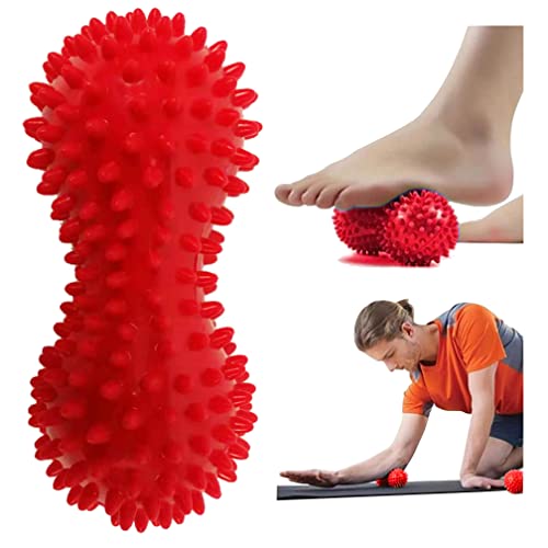 Jungerhouse Massageball in Erdnussform PVC Handmassage Fußmassage Igelball mit Noppen Igelkugel Rückenmassage Selbstmassage Rollmassage Muskelmassage (Einheitsgröße,Rot) von Jungerhouse