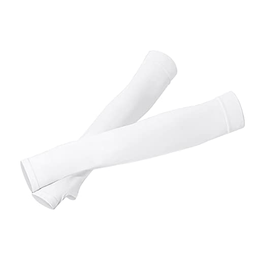 Junhasgood Baumwolle Handschuhe Damen Unisex-Ärmel aus Eisseide für Männer und Frauen, Sonnenschutzhüllen für den Außenbereich Lange Handschuhe Weiß Baumwolle (White, One Size) von Junhasgood