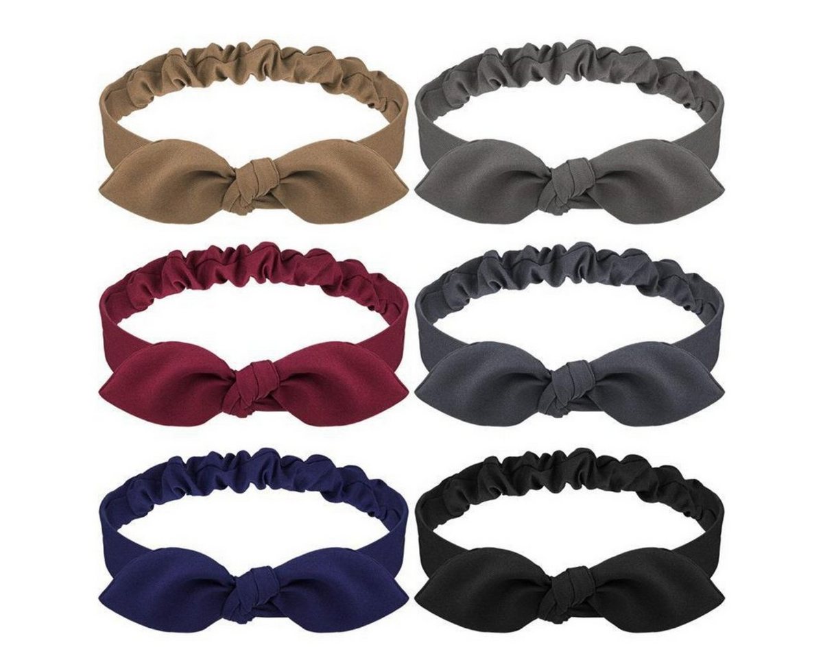Juoungle Haarband 6 Stück Haarband,Einfarbiges Haarband mit Schleife für Damen,6 Farben von Juoungle