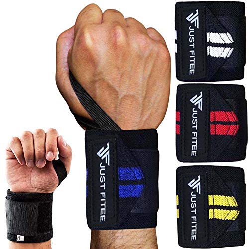 Just Fitee® Wrist Wraps, Handgelenk Bandagen Fitness, Gym handgelenkbandage, handgelenkbandage, Handgelenk Bandagen, zughilfen krafttraining,Handgelenk Bandagen Kraftsport (schwarz/blau) von Just Fitee