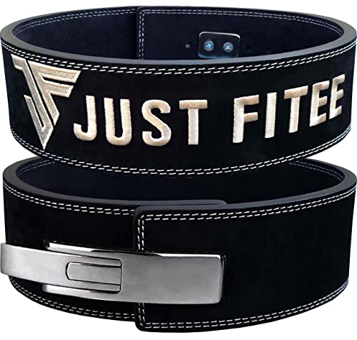 Premium Gewichthebergürtel deadlifting Gürtel Weightlifting Lever Belt für Fitness Powerlifting Krafttraining Bodybuilding 10 cm Höhe,Frauen und Männer aus Hirschleder mit Stahl Schnalle S-2XL (S) von Just Fitee