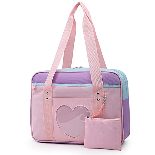 Jywmsc Ita Tasche Damen Umhängetasche Herzform Japanische Schulhandtaschen Kawaii JK Anime Geldbörse für Lolita Mädchen Tote Bag von Jywmsc