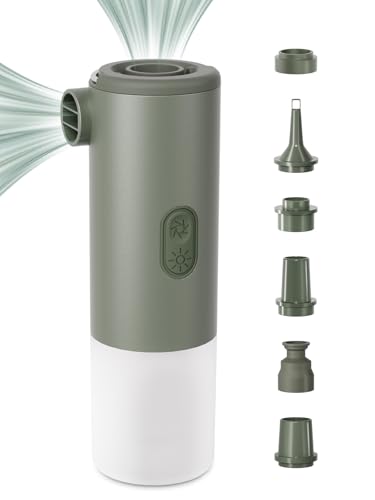 K Kasonic Elektrische Luftpumpe mit Campinglampe, Wiederaufladbare Campingpumpen mit 5 Düsen zum Entleeren, zum Aufpumpen von Luftmatratzen, Pool-Spielzeugen, Tragbare Pumpe für Outdoor-Reisen von K KASONIC