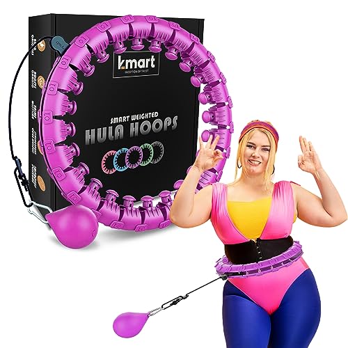 K-MART Smart Hula Ring Hoops, Gewichteter Hula Circle 24 Abnehmbarer Fitnessring mit 360 Grad Auto-Spinning Ball Gymnastik, Massage, Erwachsene Fitness für Gewichtsverlust (Orchid Purple) von K-MART