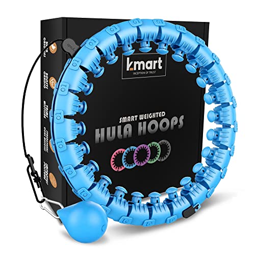 K-MART Smart Hula Ring Hoops, gewichteter Hula Circle 24 Abnehmbarer Fitnessring mit 360 Grad automatisch drehendem Ball, Gymnastik, Massage, Fitness für Erwachsene zur Gewichtsreduktion (blau) von K-MART