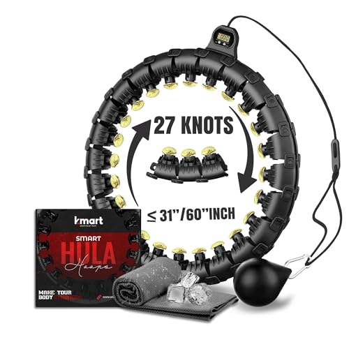 Smart Hula Hoop, Weighted Hula Hoop, Adjustable Fitness Exercise Weighted Hula Hoop, 27 Removable Knots/Links, Black Gold von K-MART