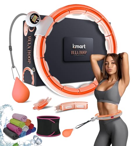 Smart Weighted Hula Ring Hoops, Hula Circle Abnehmbarer Fitnessring mit 360 Grad Auto-Spinning Ball Massage, Gymnastik, Erwachsene Fitness für Gewichtsverlust (Orange) von K-MART