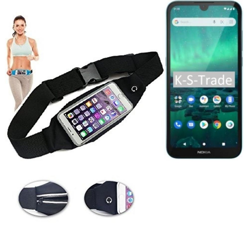 K-S-Trade Handyhülle für Nokia 1.3, Jogging-Armband Gürteltasche Umhängetasche Bauchtasche schwarz von K-S-Trade