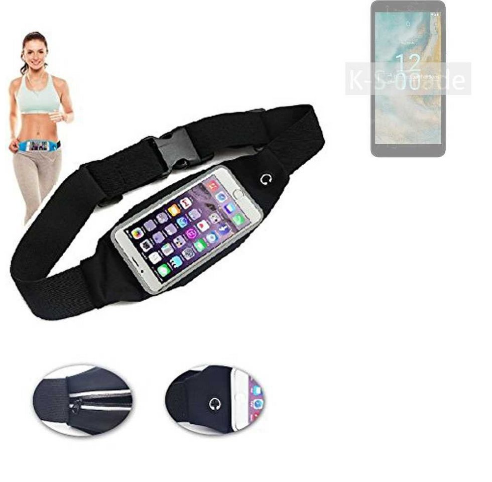 K-S-Trade Handyhülle für Nokia C02, Jogging-Armband Gürteltasche Umhängetasche Bauchtasche schwarz von K-S-Trade