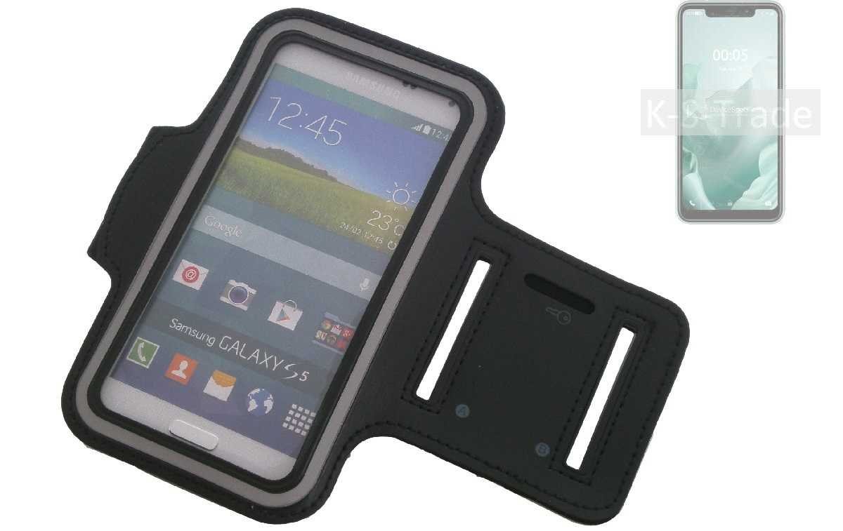 K-S-Trade Handyhülle für Oukitel C22, Neopren Jogging Armband Sportarmband Oberarmband schwarz mit von K-S-Trade