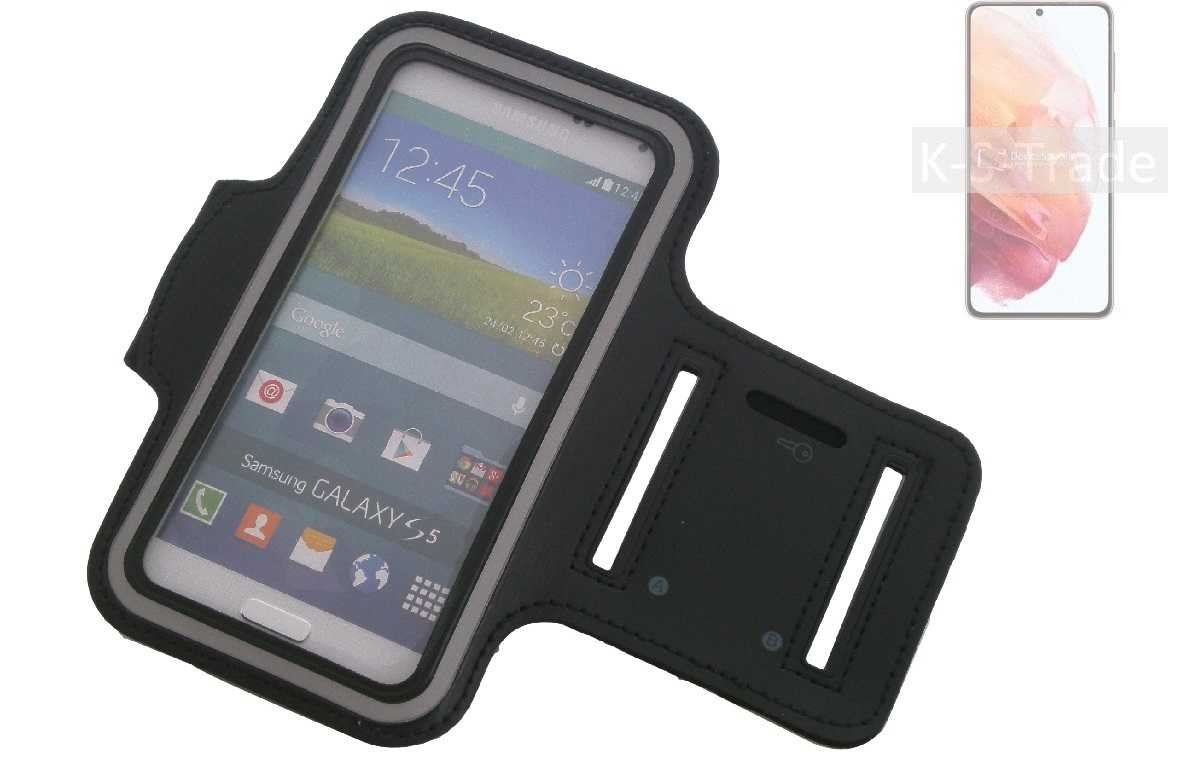 K-S-Trade Handyhülle für Samsung Galaxy S21 5G SD888, Neopren Jogging Armband Sportarmband Oberarmband schwarz mit von K-S-Trade