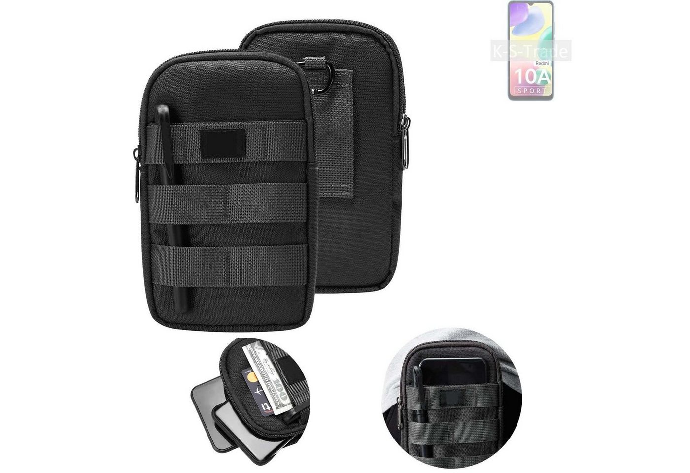K-S-Trade Handyhülle für Xiaomi Redmi 10A Sport, Holster Gürtel Tasche Handy Tasche Schutz Hülle dunkel-grau viele von K-S-Trade